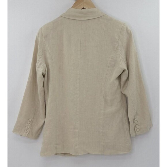 NWT Love Tree Jacket Juniors WOMEN’s Beige 100% Linen Blazer Beachy Career Sz L - Picture 2 of 10